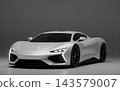 White Modern Concept Supercar Front View 3D Illustration 143579007