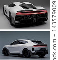White Supercar and SUV Rear Angles Set 3D Render 143579009