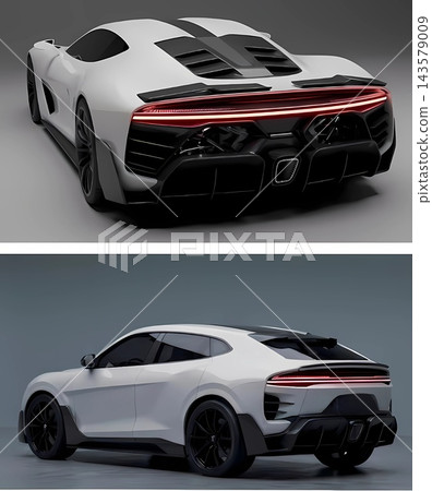 White Supercar and SUV Rear Angles Set 3D Render White Supercar and SUV Rear Angles Set 3D Render 143579009