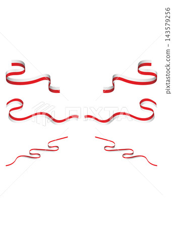 Red and White Waving Ribbon Banner Collection 143579256