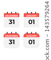 New Year Calendar Icons December 31 and January 01 143579264