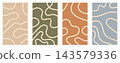 Abstract Wavy Line Patterns in Neutral Earthy Colors. Minimalist Organic Background Set 143579336