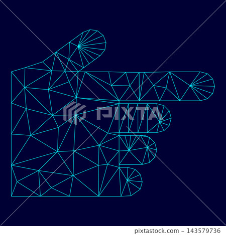 Pointing hand low poly triangulation triangulated polygonal electric cyan blue vibrant aqua neon color vector illustration image outline contour line Pointing hand low poly triangulation triangulated polygonal electric cyan blue vibrant aqua neon color vector illustration image outline contour line 143579736