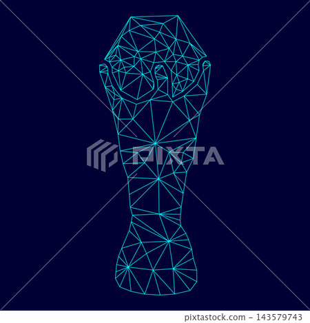 Soccer cup low poly triangulation triangulated polygonal electric cyan blue vibrant aqua neon color vector illustration image outline contour line Soccer cup low poly triangulation triangulated polygonal electric cyan blue vibrant aqua neon color vector illustration image outline contour line 143579743