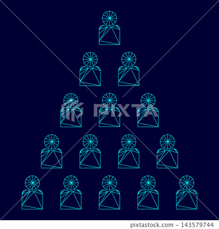 People pyramid low poly triangulation triangulated polygonal electric cyan blue vibrant aqua neon color vector illustration image outline contour line 143579744