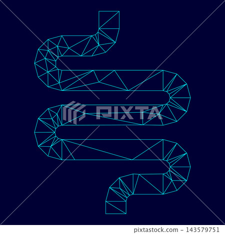 Intestine or bowels low poly triangulation triangulated polygonal electric cyan blue vibrant aqua neon color vector illustration image outline contour line Intestine or bowels low poly triangulation triangulated polygonal electric cyan blue vibrant aqua neon color vector illustration image outline contour line 143579751