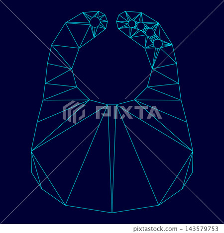 Personalized bib low poly triangulation triangulated polygonal electric cyan blue vibrant aqua neon color vector illustration image outline contour line Personalized bib low poly triangulation triangulated polygonal electric cyan blue vibrant aqua neon color vector illustration image outline contour line 143579753