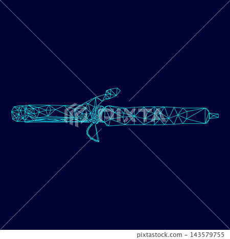 Straightener or curler sublim touch low poly triangulation triangulated polygonal electric cyan blue vibrant aqua neon color vector illustration image outline contour line Straightener or curler sublim touch low poly triangulation triangulated polygonal electric cyan blue vibrant aqua neon color vector illustration image outline contour line 143579755