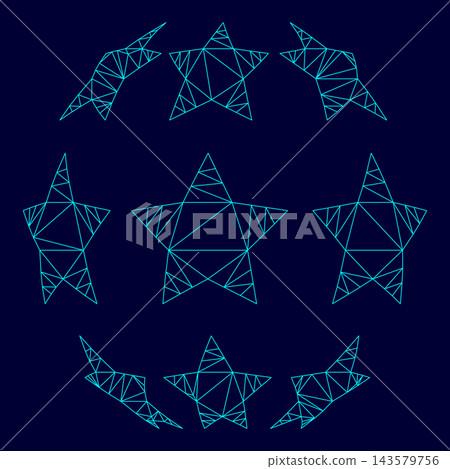 Stars in shape of soccer ball low poly triangulation triangulated polygonal electric cyan blue vibrant aqua neon color vector illustration image outline contour line Stars in shape of soccer ball low poly triangulation triangulated polygonal electric cyan blue vibrant aqua neon color vector illustration image outline contour line 143579756