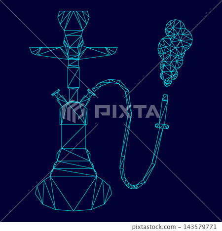 Hookah shisha low poly triangulation triangulated polygonal electric cyan blue vibrant aqua neon color vector illustration image outline contour line Hookah shisha low poly triangulation triangulated polygonal electric cyan blue vibrant aqua neon color vector illustration image outline contour line 143579771