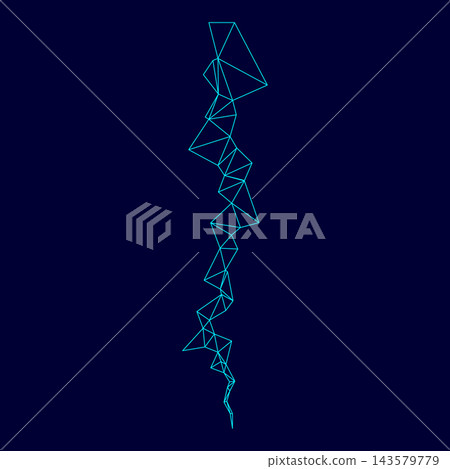 Crack low poly triangulation triangulated polygonal electric cyan blue vibrant aqua neon color vector illustration image outline contour line 143579779