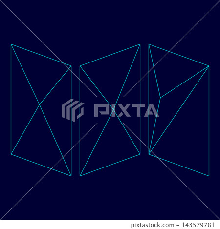 Map low poly triangulation triangulated polygonal electric cyan blue vibrant aqua neon color vector illustration image outline contour line 143579781