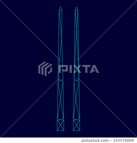 Chinese chopsticks low poly triangulation triangulated polygonal electric cyan blue vibrant aqua neon color vector illustration image outline contour line Chinese chopsticks low poly triangulation triangulated polygonal electric cyan blue vibrant aqua neon color vector illustration image outline contour line 143579809