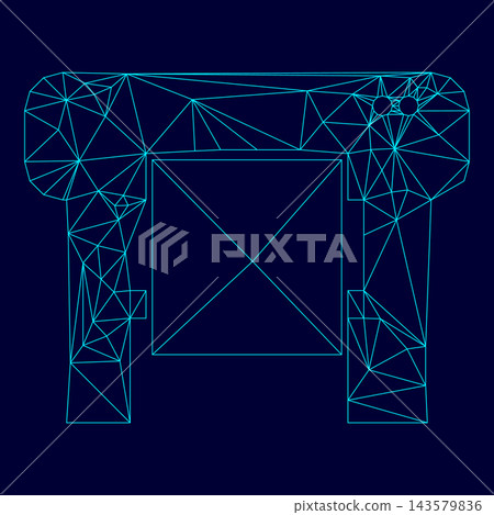Plotter low poly triangulation triangulated polygonal electric cyan blue vibrant aqua neon color vector illustration image outline contour line 143579836