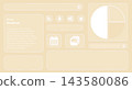 Modern beige glassmorphism web design panel template with pie chart and calendar icons 143580086