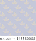 Gold line art leaves seamless pattern on grey-blue background 143580088