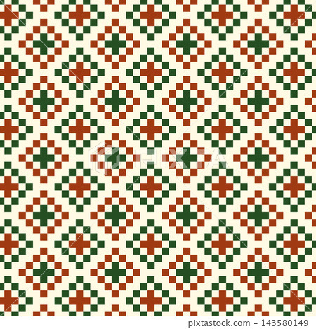 Retro Christmas pixel art geometric seamless pattern 143580149