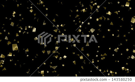 Golden confetti on a black background, 4K still image, celebration, victory. Golden confetti on a black background, 4K still image, celebration, victory. 143580250