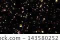 Gold and red confetti on a black background, 4K still image, celebration, victory. 143580252