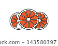 Orange slices illustration in vector outline drawing style 143580397