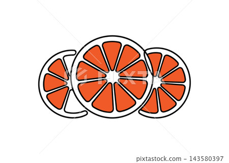 Orange slices illustration in vector outline drawing style Orange slices illustration in vector outline drawing style 143580397