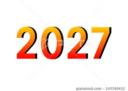 Bold 2027 year numbers with yellow to red gradient fill and black drop shadow Bold 2027 year numbers with yellow to red gradient fill and black drop shadow 143580432