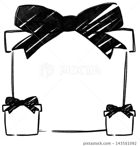 Cute hand-drawn line art style frame material for a gift box with copy space. Cute hand-drawn line art style frame material for a gift box with copy space. 143581092