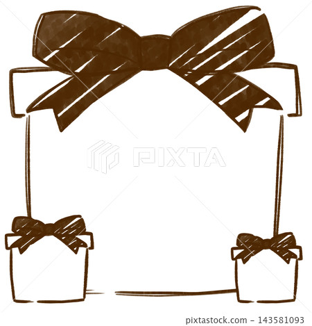 Cute hand-drawn line art style frame material for a gift box with copy space. 143581093