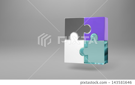3D assembled puzzle, metal glass and purple white pieces. Isometric perspective jigsaw, partner collaboration and community task execution. Team work to solve complex problem. Realistic mission plan 3D assembled puzzle, metal glass and purple white pieces. Isometric perspective jigsaw, partner collaboration and community task execution. Team work to solve complex problem. Realistic mission plan 143581646