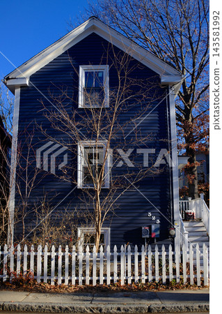 Residential houses and streets in Cambridge near Boston Massachusetts USA 143581992