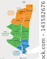 Hudson Valley, New York State, colored political map. Historic and scenic region stretching along the Hudson River from northern suburbs of New York City all the way up to state capital Albany. Vector Hudson Valley, New York State, colored political map. Historic and scenic region stretching along the Hudson River from northern suburbs of New York City all the way up to state capital Albany. Vector 143582676