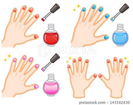Illustration set of hands getting manicured (2) 143582830