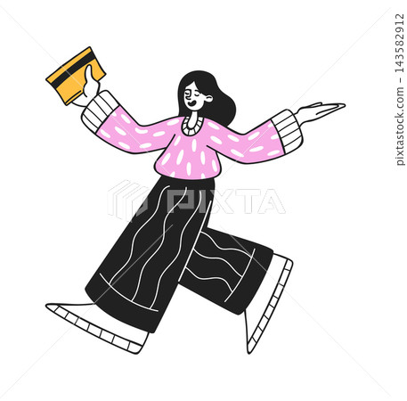 Woman Walking With Book Cartoon Woman Walking With Book Cartoon 143582912