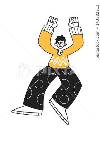 Man Jumping Happiness Cartoon Style Man Jumping Happiness Cartoon Style 143582913