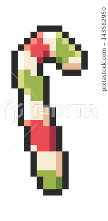Candy Cane Pixel Art Icon Candy Cane Pixel Art Icon 143582950