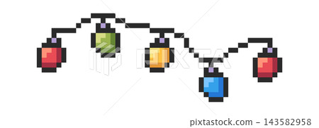 String Lights Hanging Pixel Art String Lights Hanging Pixel Art 143582958