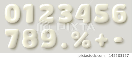 White 3D numbers and mathematical symbols balloon rounded font collection with soft shadows White 3D numbers and mathematical symbols balloon rounded font collection with soft shadows 143583157