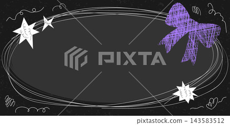 Decorative banner in doodle style. Doodle template with a scribble bow. Vector illustration Decorative banner in doodle style. Doodle template with a scribble bow. Vector illustration 143583512