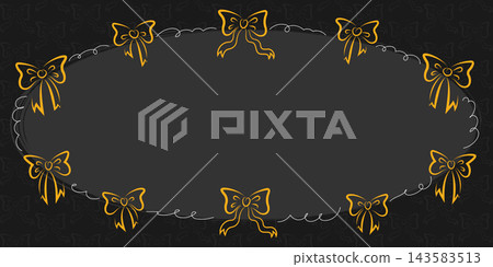 Decorative banner with yellow bow ribbons in doodle style. Vector illustration Decorative banner with yellow bow ribbons in doodle style. Vector illustration 143583513