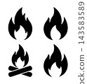 black flame icons collection without background 143583589