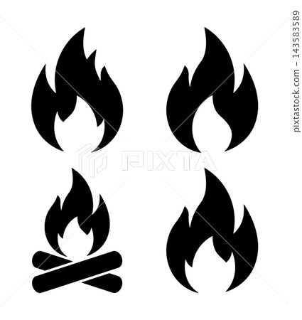 black flame icons collection without background black flame icons collection without background 143583589
