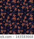 Seamless Pattern Hand Painted Watercolor Cozy Autumn Library with Vintage Wild Grape Leaves and Berries Dark Academia 143583668