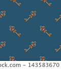 Seamless Pattern Hand Painted Watercolor Cozy Autumn Library with Vintage Golden Keys Dark Academia 143583670
