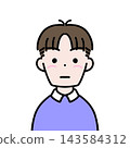 Icon of a man with a center parting, serious expression, bust-up, in color. 143584312