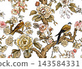 chinoiserie pattern with birds 143584331