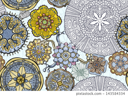 Colorful seamless marine pattern with corals Colorful seamless marine pattern with corals 143584334