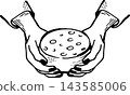 Cheese Pantry Hands Holding Cheese Wheel Hand Drawn Vector Collection Artisan Dairy Food, Traditional Cheesemaking and Gourmet Illustration 143585006