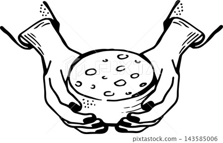 Cheese Pantry Hands Holding Cheese Wheel Hand Drawn Vector Collection Artisan Dairy Food, Traditional Cheesemaking and Gourmet Illustration Cheese Pantry Hands Holding Cheese Wheel Hand Drawn Vector Collection Artisan Dairy Food, Traditional Cheesemaking and Gourmet Illustration 143585006