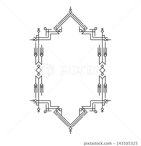 Geometric Art Deco Vertical Border Frame Line Art for Luxury Poster, Certificate, and Card Geometric Art Deco Vertical Border Frame Line Art for Luxury Poster, Certificate, and Card 143585325