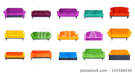 Collection of modern living room furniture illustrations including divan ottoman recliner and lounger for interior design and real estate visuals Collection of modern living room furniture illustrations including divan ottoman recliner and lounger for interior design and real estate visuals 143586036